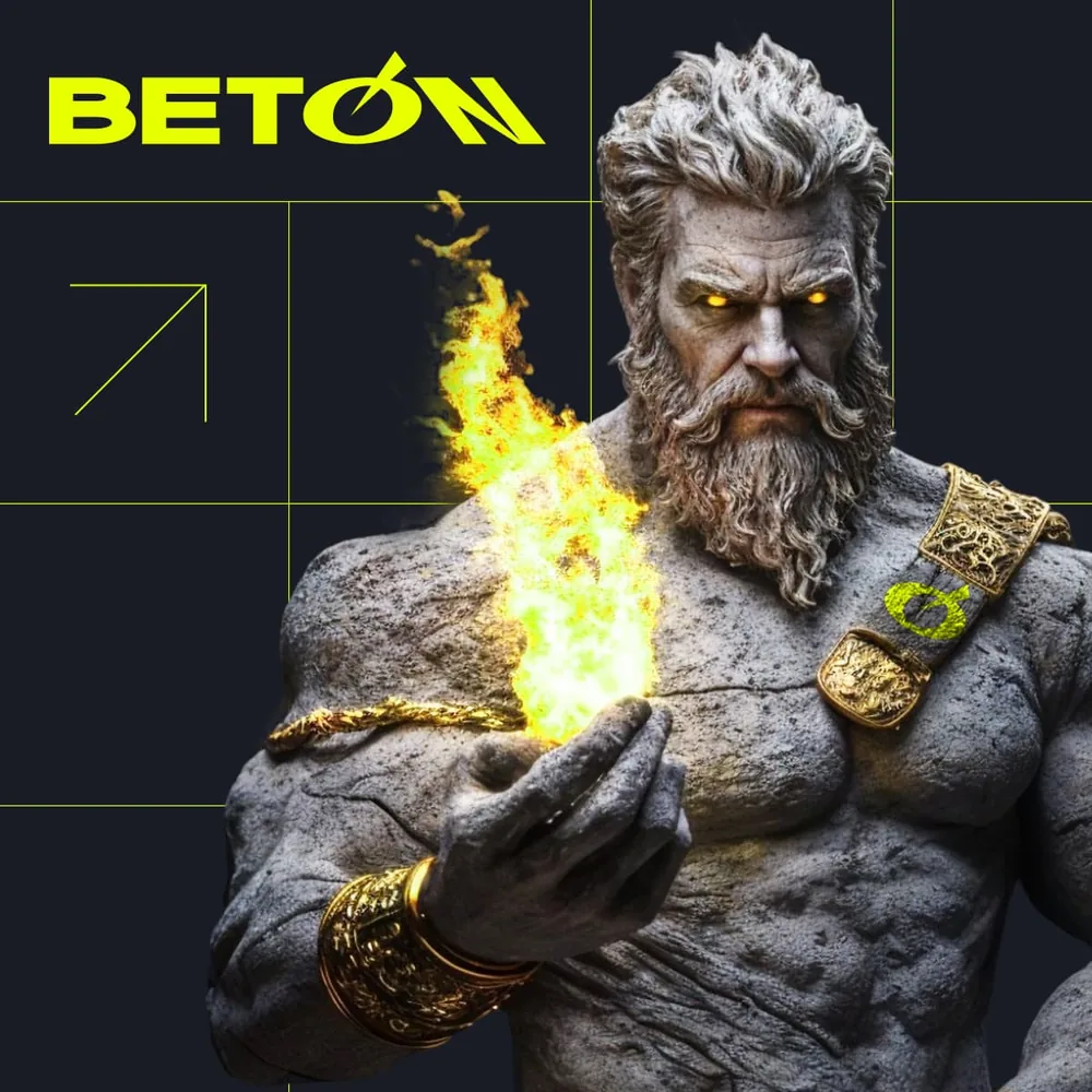 Брендовий арт BETON зі статуєю і зеленим вогнем